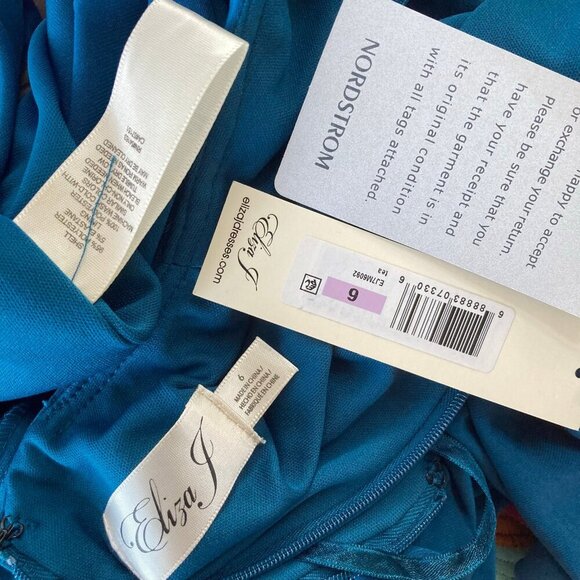 NWT Eliza J Faux Wrap Ruched Jersey Sheath Midi Dress $118 Womens 6 - Picture 11 of 12